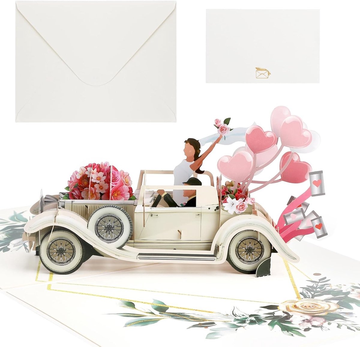 Handgemaakte 3D Pop-Up Trouwring Kaart met Envelope voor Valentijnsdag, Verloving en Jubileum, 15 x 20 cm