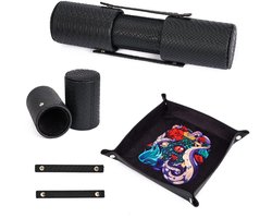 Cusdie 2-in-1 dobbelstenen lade en 2 dobbelstenen bekers opvouwbare lade lederen dobbelstenen houder voor DND - ShopVlot