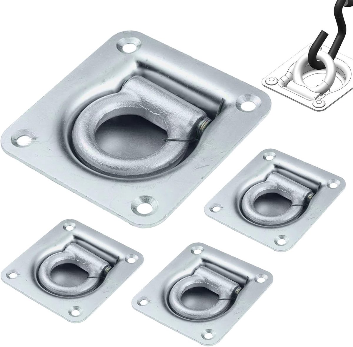 4 Stuks Verzinkte Lashing Eyelets voor Aanhangers - 800 kg Beveiliging voor Transport en Ladingen