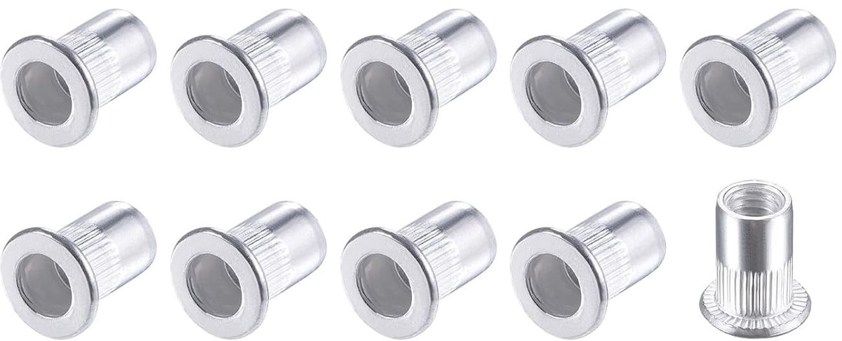 Rivet Nuts M6 - 25 Stuks Aluminium Legering Knurled Inserts voor Meubelmechanica en Sluitingen - Zilverkleurig