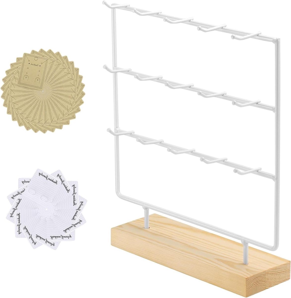 Oorbel Display - Sieraden Rek - Sieraden Presenteren - 3 Lagen Haken - 8.66 Inch Hoog - Wit