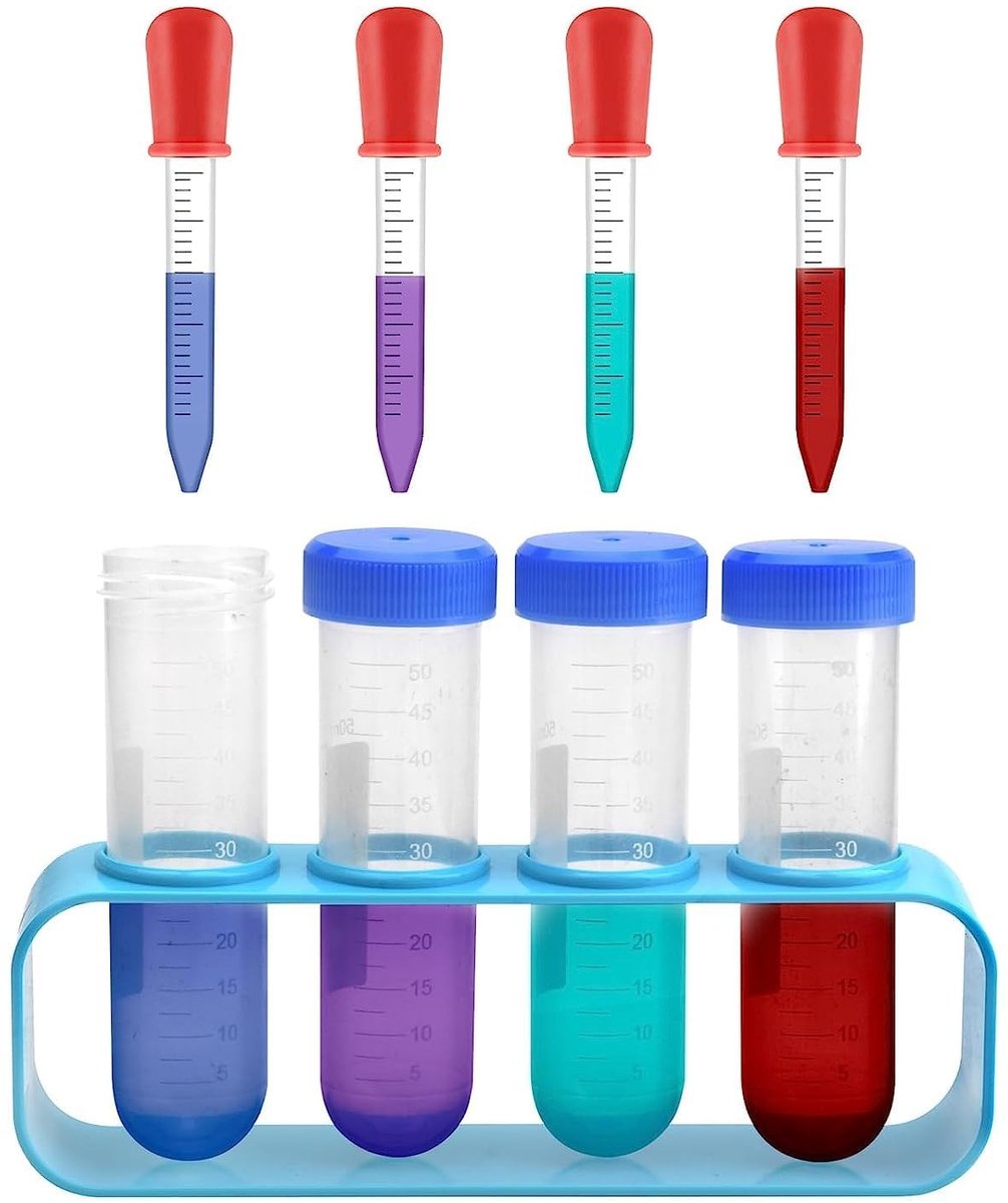 Pipette Set voor Kinderen met 9 Plastic Pipettes en Testbuizen voor Creatieve Laboratorium Experimenten, Ideaal voor Wetenschappelijke Activiteiten en Educatief Spel