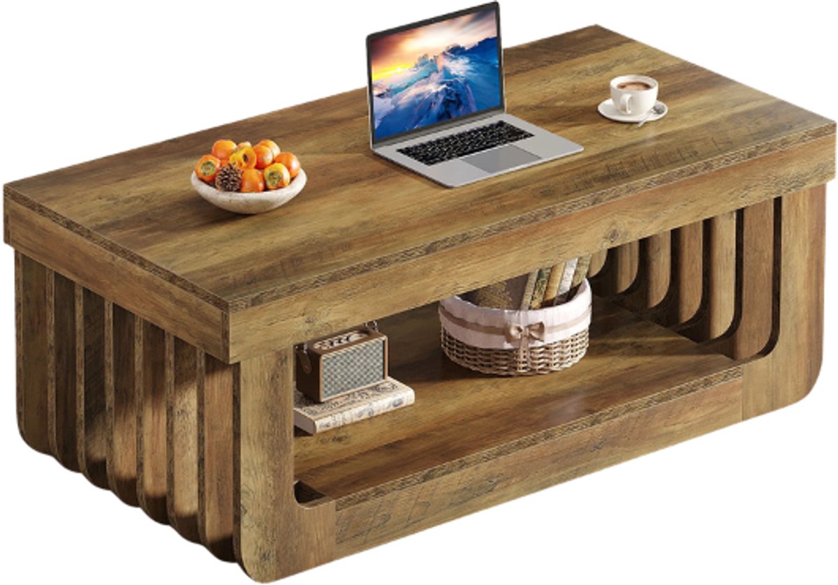 Emvae Salontafel - Koffietafel met Opberplank - Modern - 120 x 60 x 45 cm - MDF - Rustiek Bruin