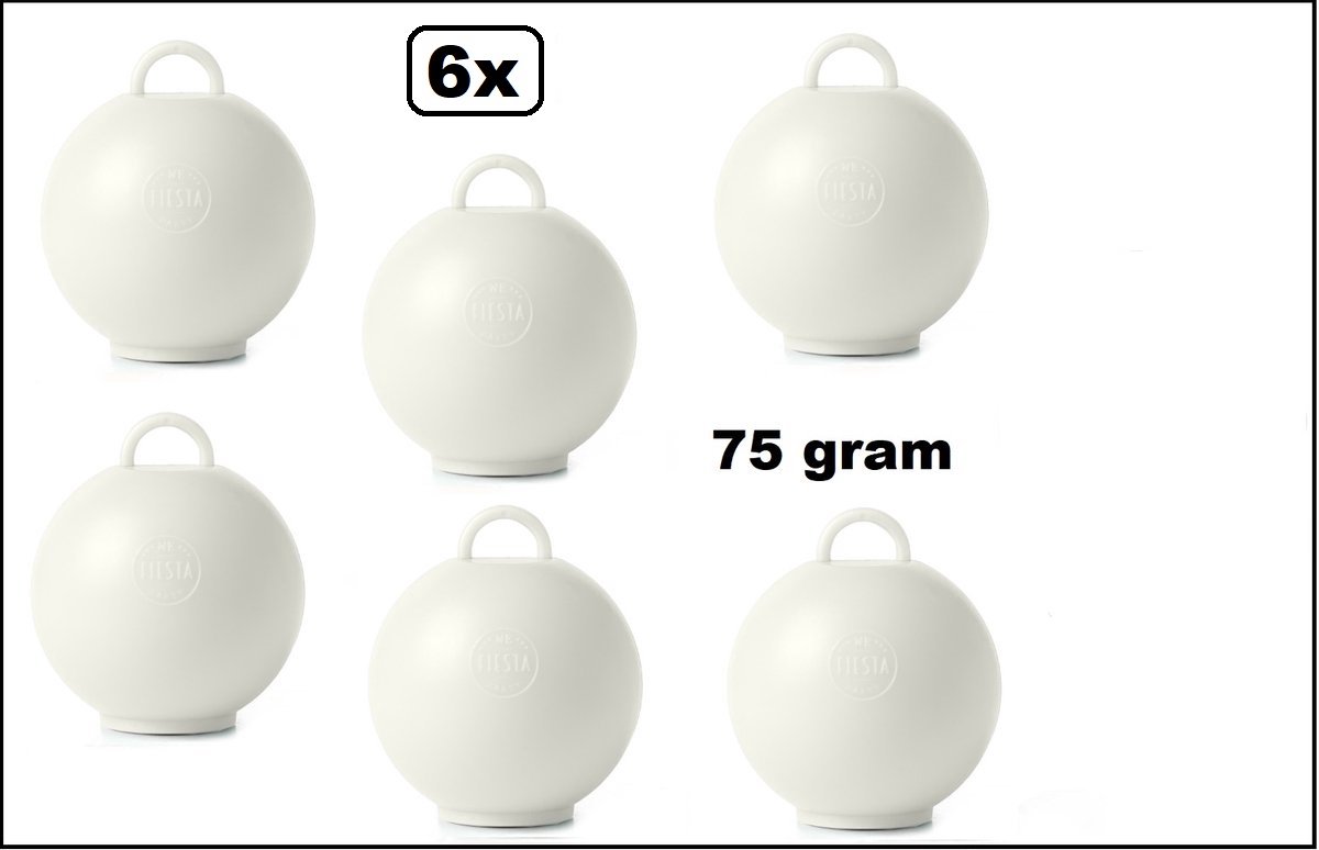 6 stuks Ballon gewicht Kettlebell wit - 75 gram - Tafeldecoratie thema feest ballon party festival