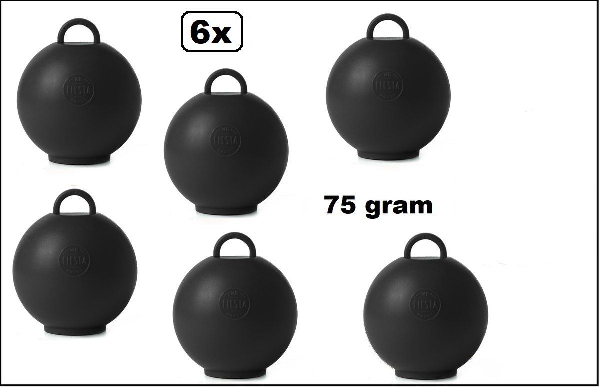 6 stuks Ballon gewicht Kettlebell zwart - 75 gram - Tafeldecoratie thema feest ballon party festival