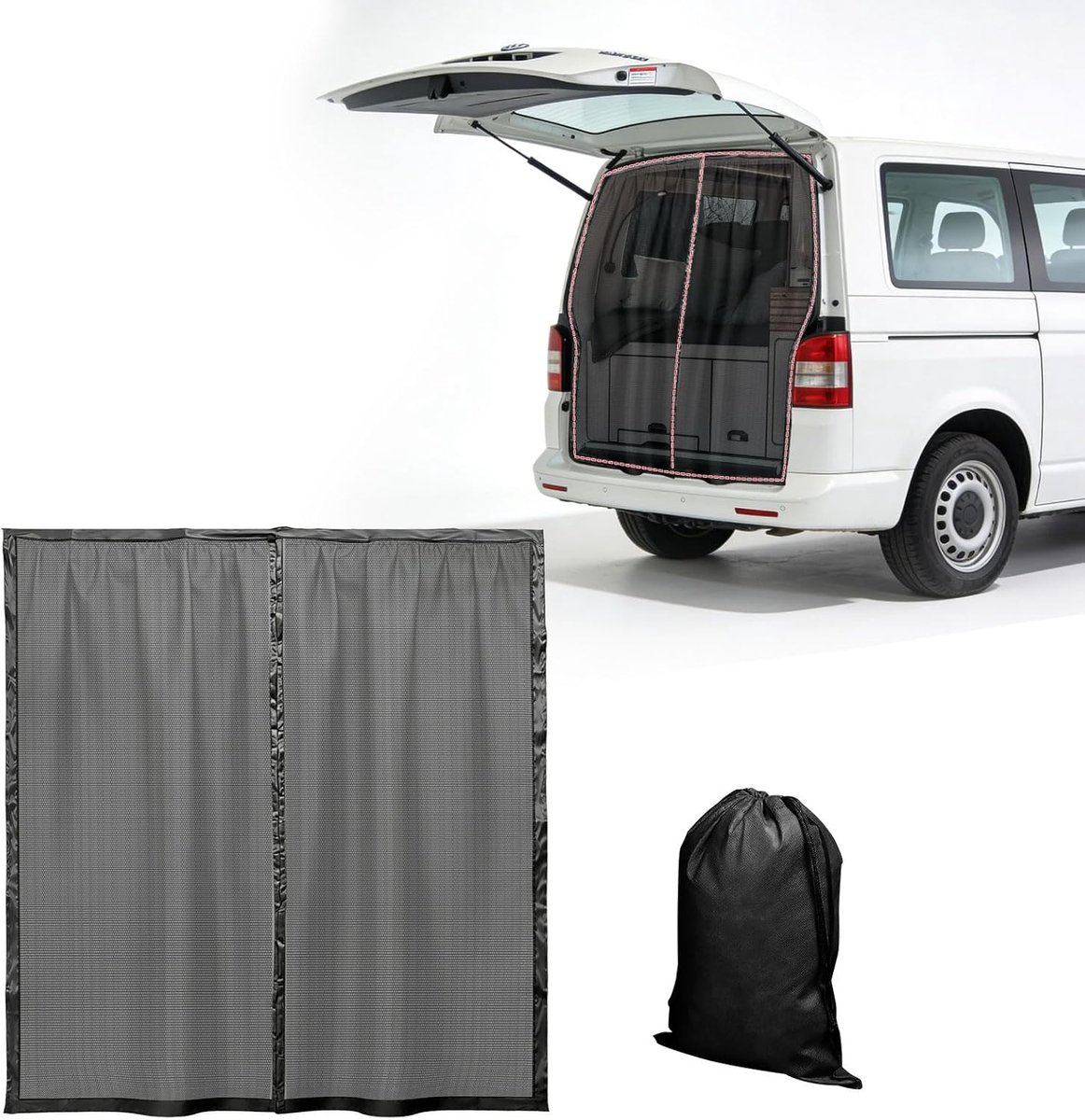 Klamboe auto achterdeur compatibel met VW T5 T6, magnetisch vliegengaas insectenbescherming zonwering achterdeur - ShopVlot