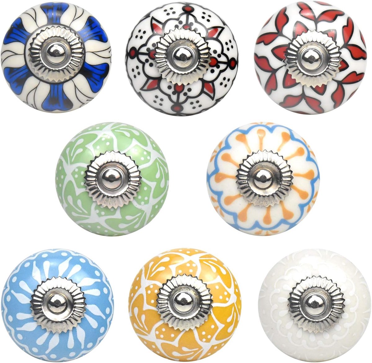 Ceramic Knobs, 8 Pcs Drawer Handle Knobs with Screws, Round Handles for Cupboards, Drawer Handle Pulling, Cabinet - ShopVlot