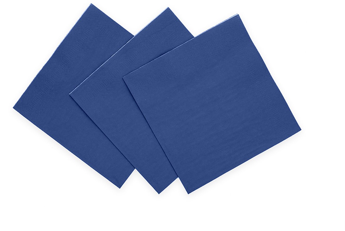 20x Papieren Cocktail servetten 24x24cm 3-laags FSC - Donkerblauw - Feestartikelen