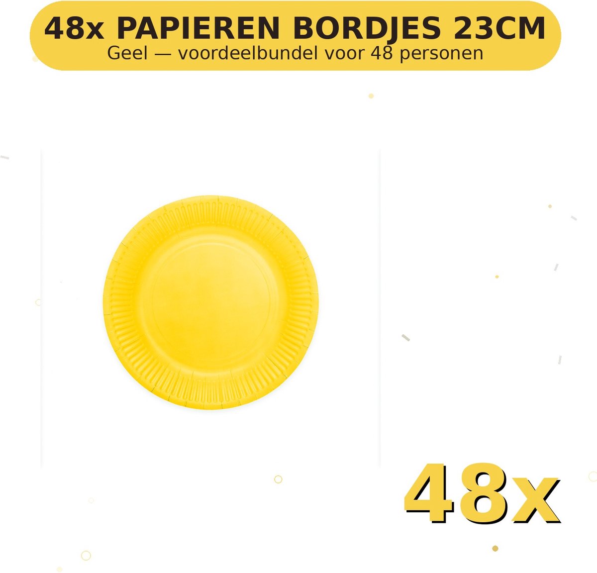 Bordjes 23cm FSC Geel - Voordeelverpakking 48 Stuks voor tot 48 Personen - Feestartikelen