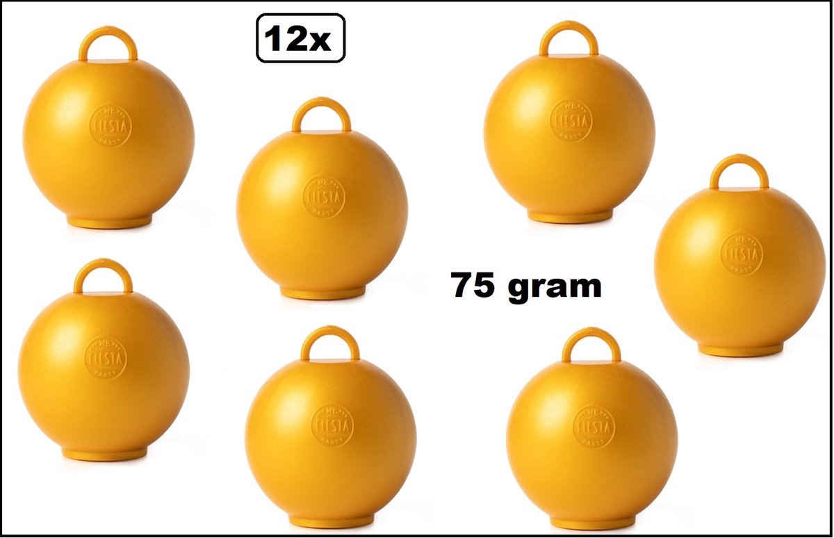 12 stuks Ballon gewicht Kettlebell goud - 75 gram - Tafeldecoratie thema feest ballon party festival