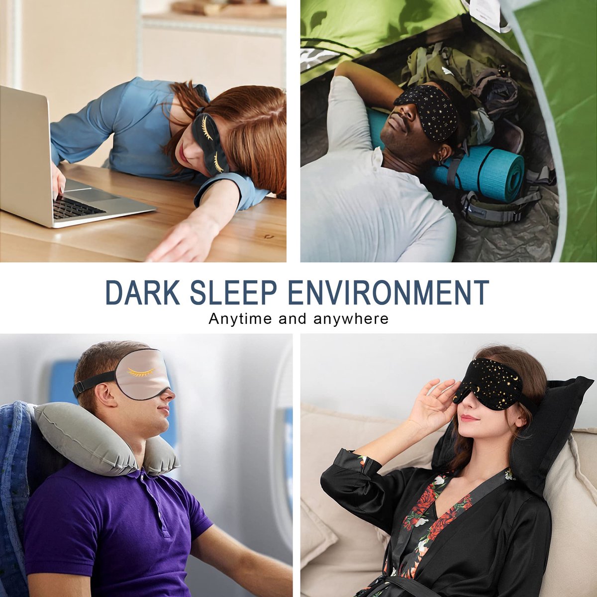 townssilk 2 stuks 100% zijden slaapmasker met verstelbare riem, comfortabel en super zacht oogmasker inclusief 1 stuk - ShopVlot