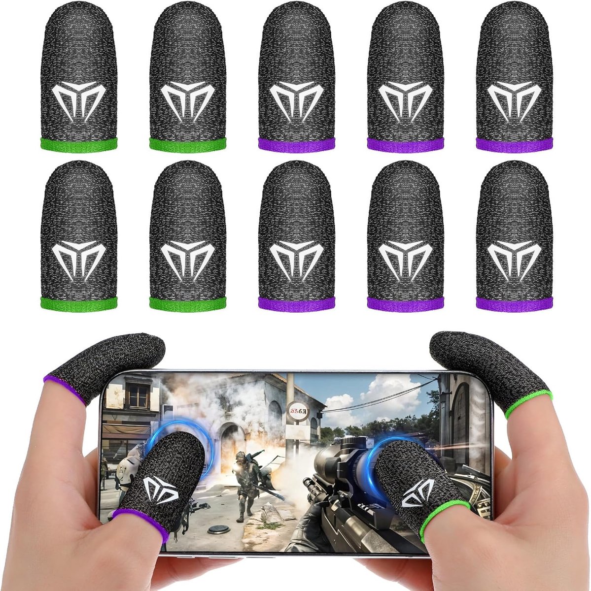 WLLHYF 10 Pieces Gaming Finger Sleeves Elastane Fiber Mobile Game Touch Screen Finger Sleeves Comfortable Breathable - ShopVlot