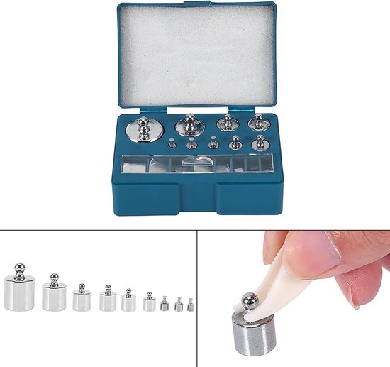 SnelShoppen - Precisie Kalibratie Gewichten Set 17 Stuks, 100g 50g 20g 10g 5g 2g 1g 500mg 200mg 100mg 50mg 20mg 10mg, Voor Laboratorium, Keuken, Juwel van Snelshoppen — afbeelding 4