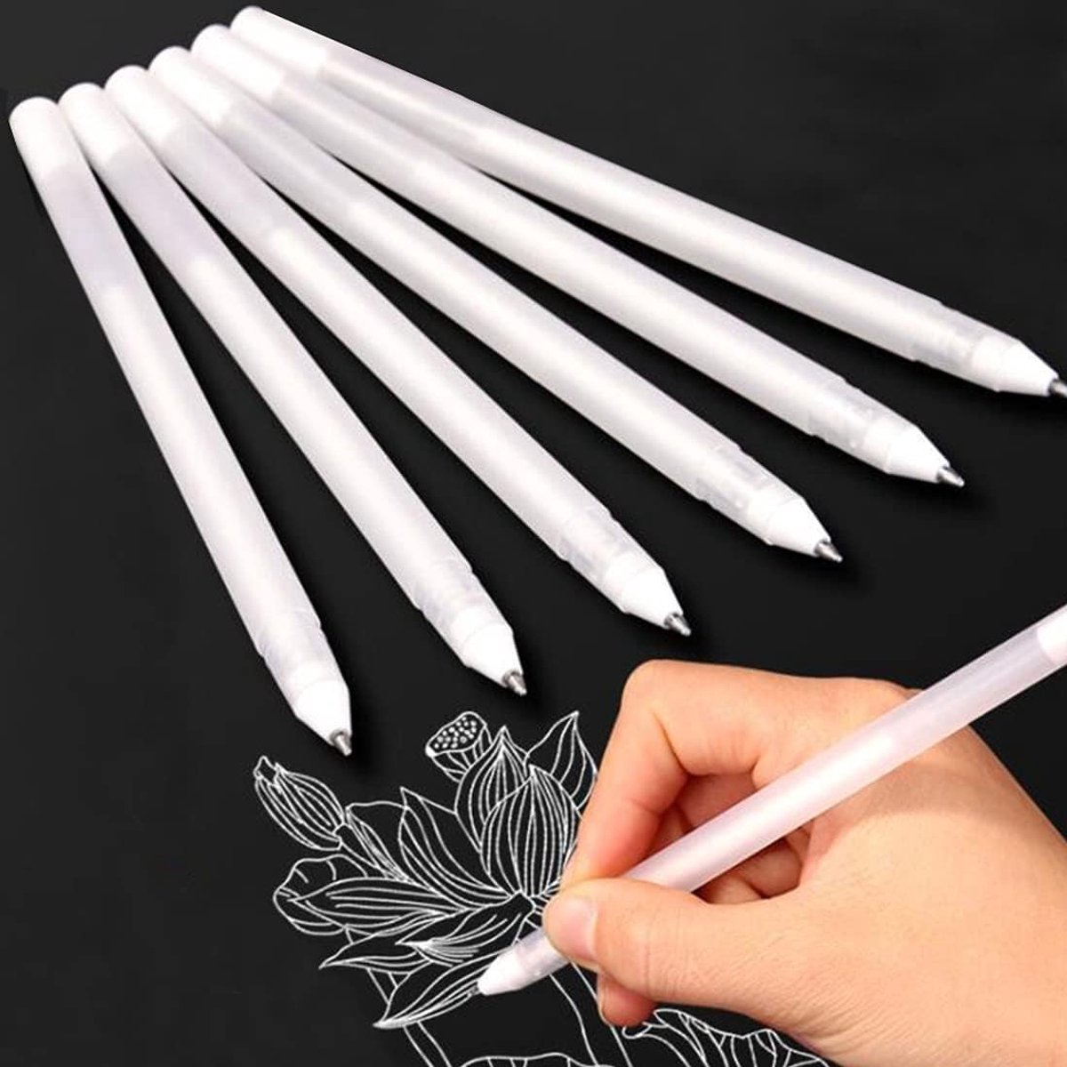 Witte Gelpennen Set - Wit - 0,8 mm Fijne Punt - Voor Kunst en Design - Voor Studenten en Kunstenaars