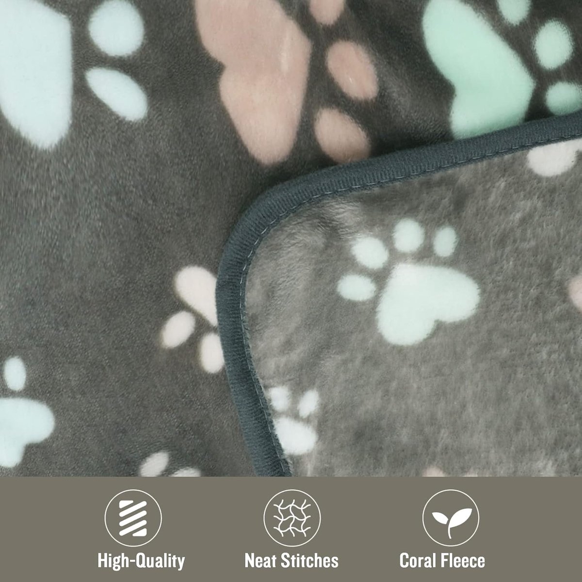 luciphia Plush Blanket Very Soft for Dogs/Cats, 3-Piece Grey Paw, Medium (76 x 52 cm) - ShopVlot