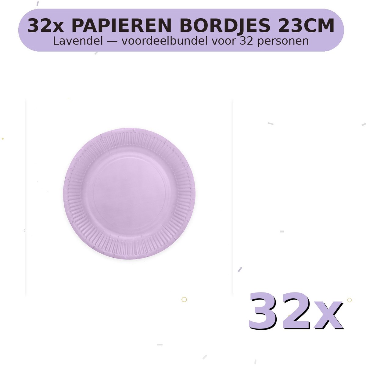 Bordjes 23cm FSC Lavendel - Voordeelverpakking 32 Stuks voor tot 32 Personen - Feestartikelen