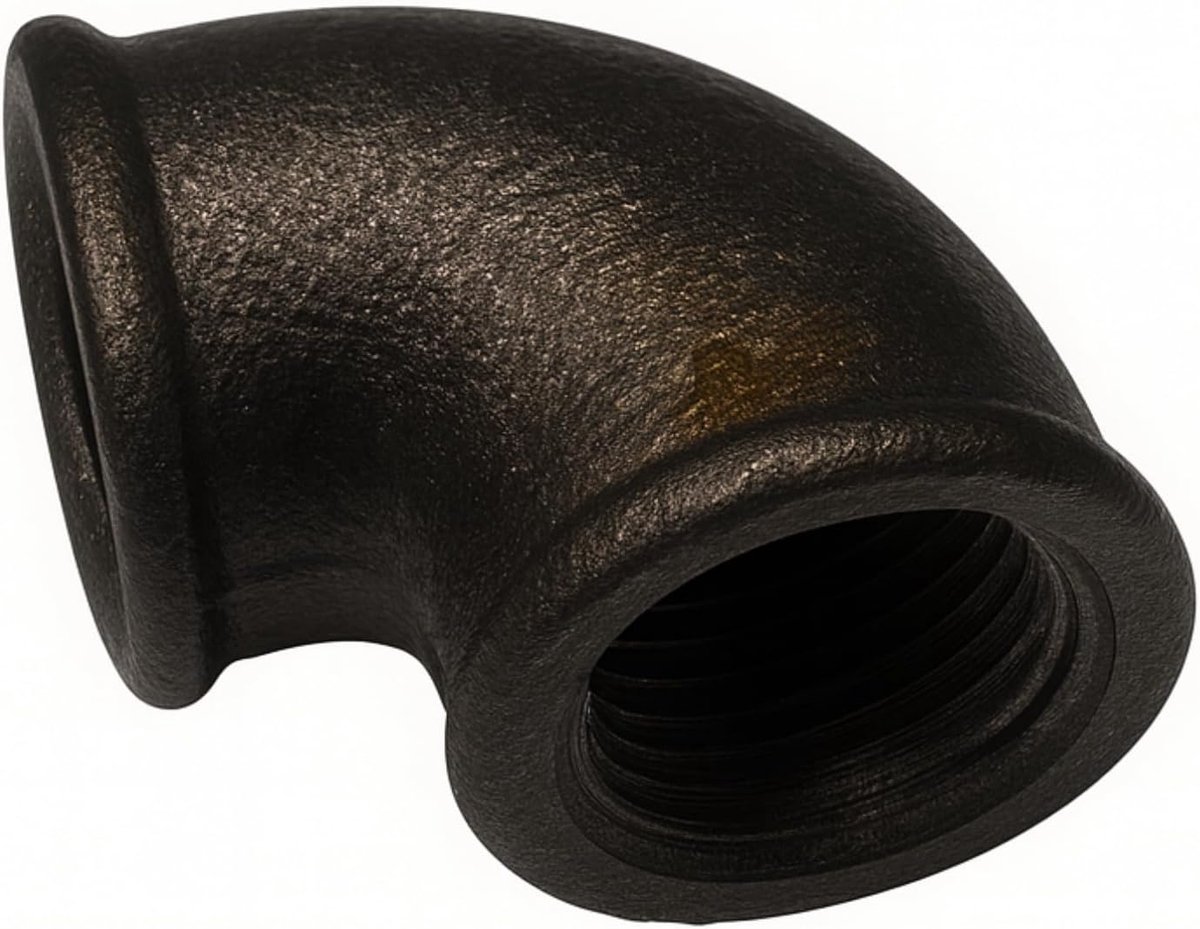 2X 1/2" Female x 1/2" Male BSP Elbow - Black Malleable Iron 90° Threaded Pipe Fitting - ShopVlot