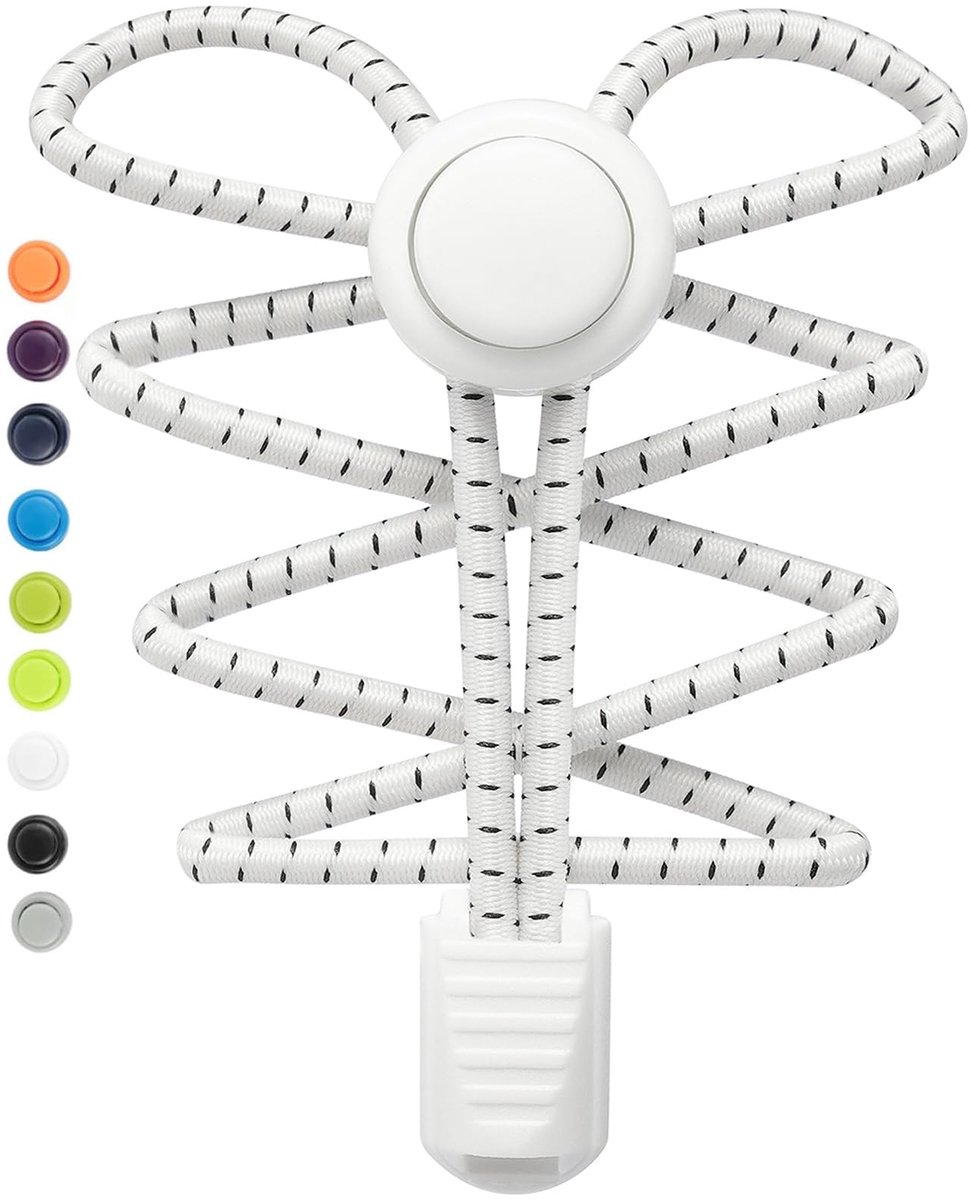 Stepace elastische schoenveters met snelsluiting, 2 paar rubberen schoenveters zonder knopen voor kinderschoenen - ShopVlot