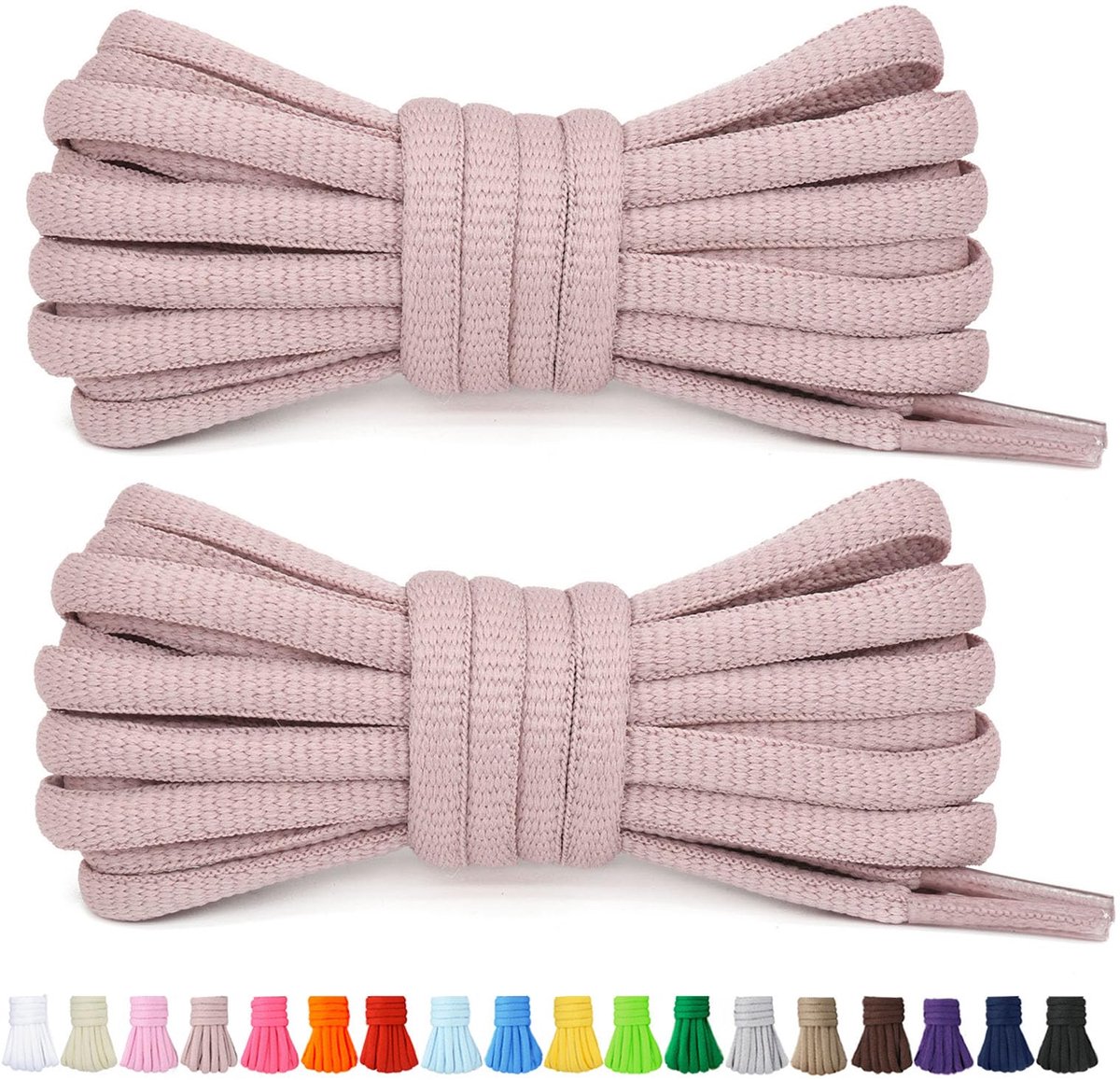Stepace 2 paar ronde schoenveters voor sportschoenen 60cm - 200cm lengte 18 gekleurde schoenveters Naakt Roze 120 - ShopVlot