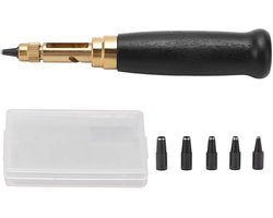6Pcs Adjustable Japanese Screw Punch, Leather Screw Punch Automatic Leather Tool Bookbinding Drill Tool Wooden Handle - ShopVlot