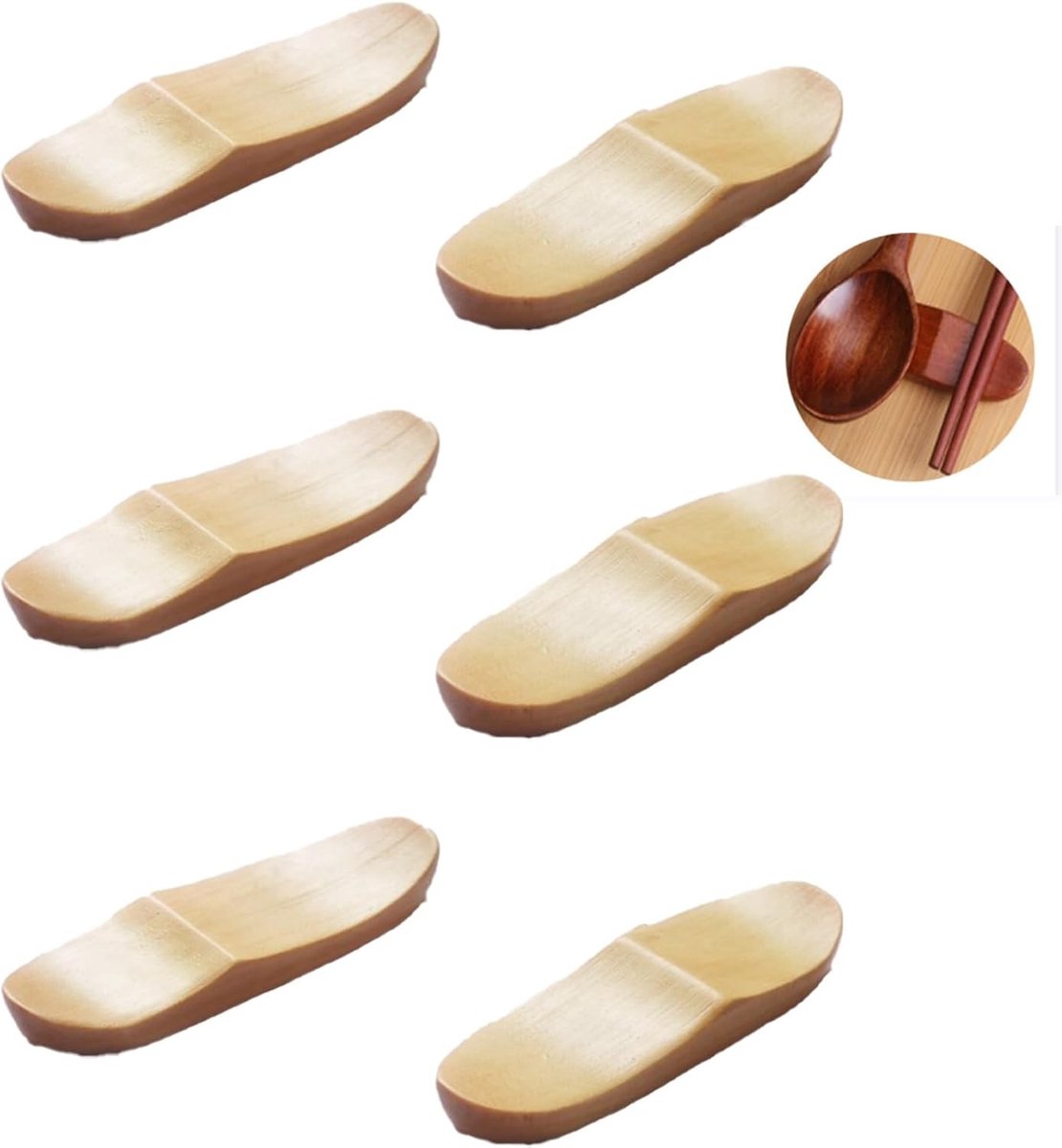 Natuurlijke Houten Steunen voor Eetstokjes - 6 Stuks, Japanse Stijl, Keukenaccessoires, Houten Eetstokjes Houder, Duurzaam en Milieuvriendelijk