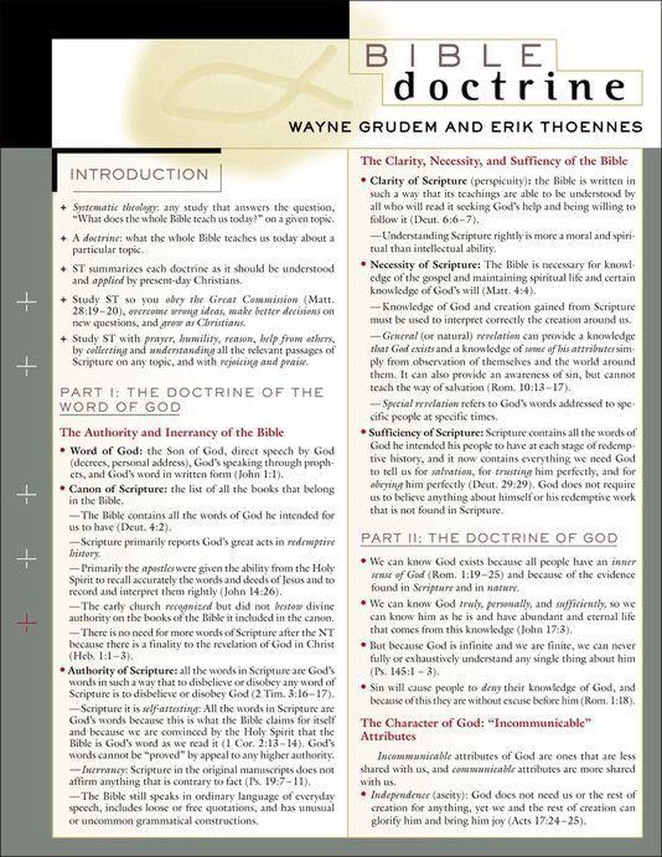 Bible Doctrine Laminated Sheet - Wayne A. Grudem