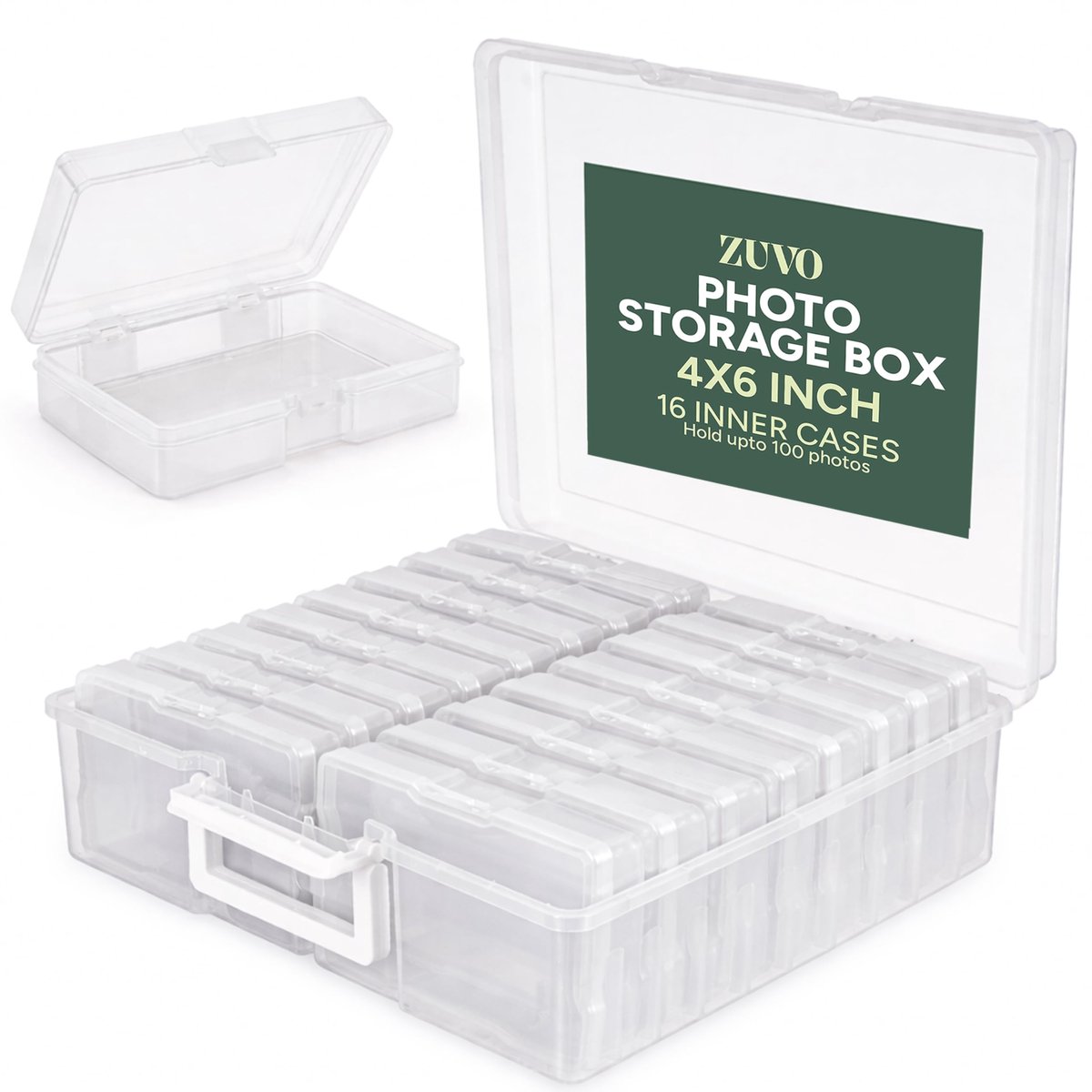 Fotoopbergdoos met 16 hoesjes - plastic - verwijderbare verdelers - ideaal voor organiseren - ShopVlot
