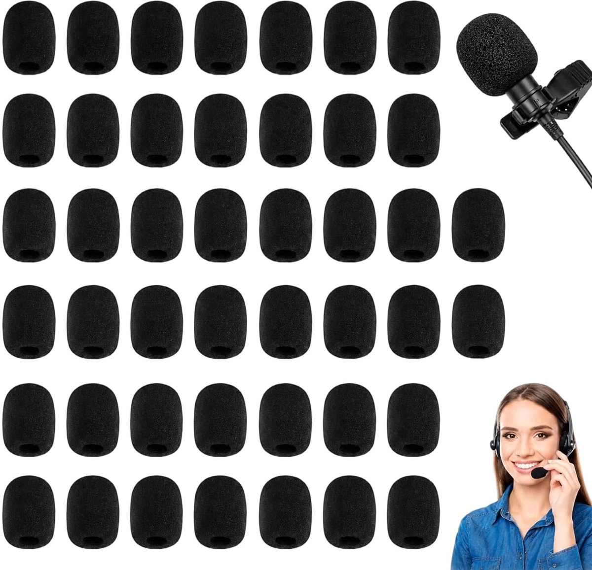 Headset microfoon covers 40 stuks - zwarte schuim - pop bescherming - optimale geluidskwaliteit - ShopVlot
