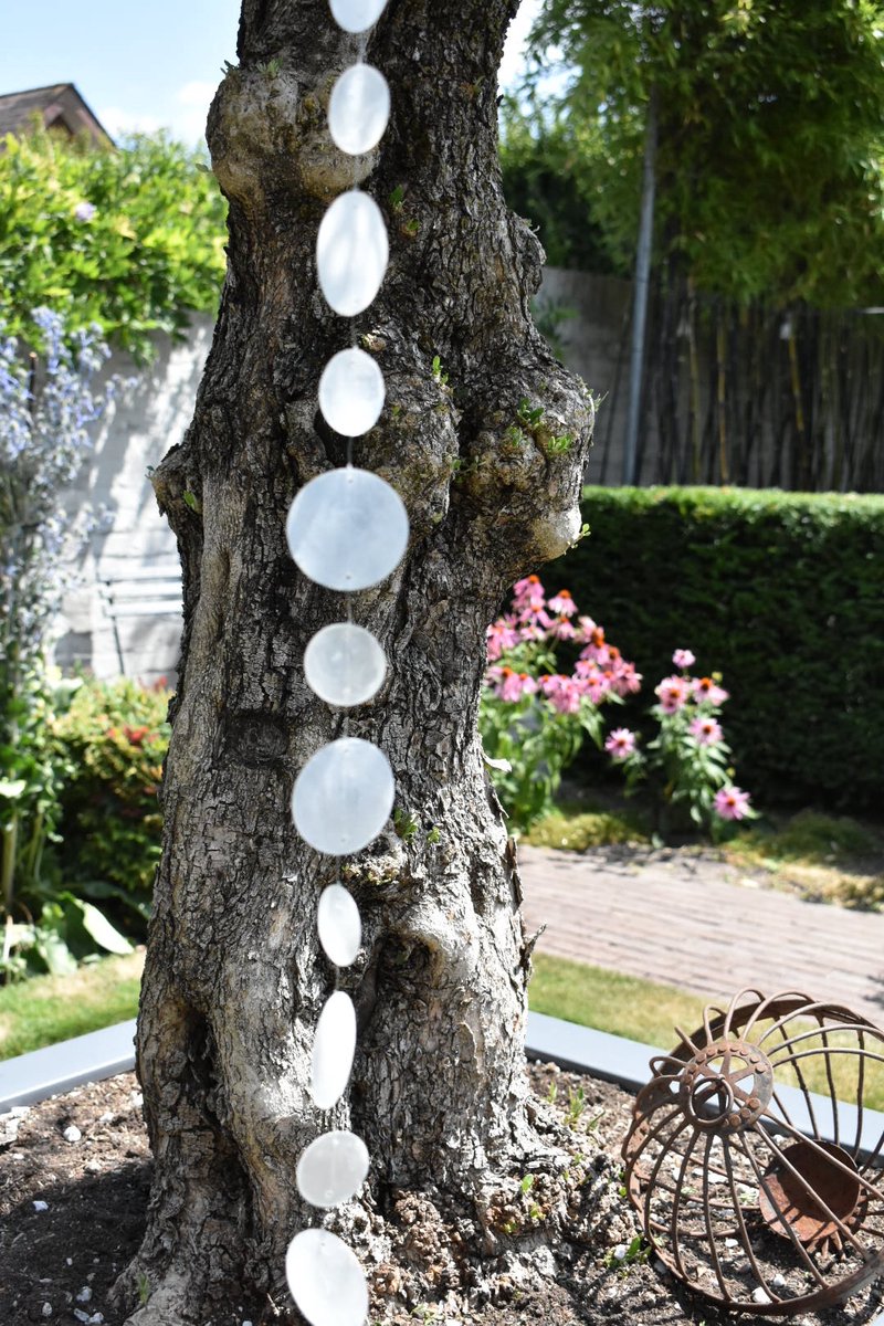 Capiz hanger / slinger ByBazz - Naturel schelpenslinger - wanddecoratie schelpenhanger - Ibiza / Boho - Capiz woonslinger Naturel - Capiz hanger 195 cm