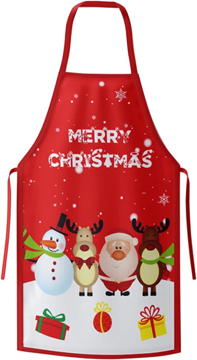 Kerst Schort voor de Keuken en Grill, Unisex Rood Schort met Santa Motief voor Feestdagen