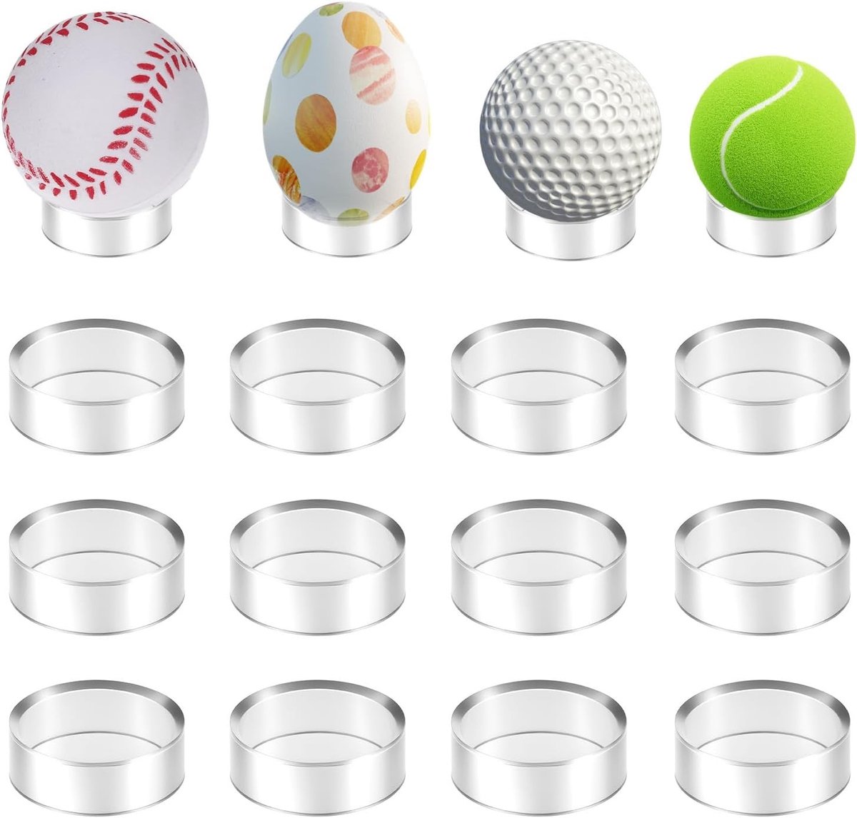 Transparante Ring Ball Stand - 15 Stuks Acryl Ballenhouders voor Golf, Honkbal en Softbal - Rond Plastic Display Pedestal en Easel voor Sportballen