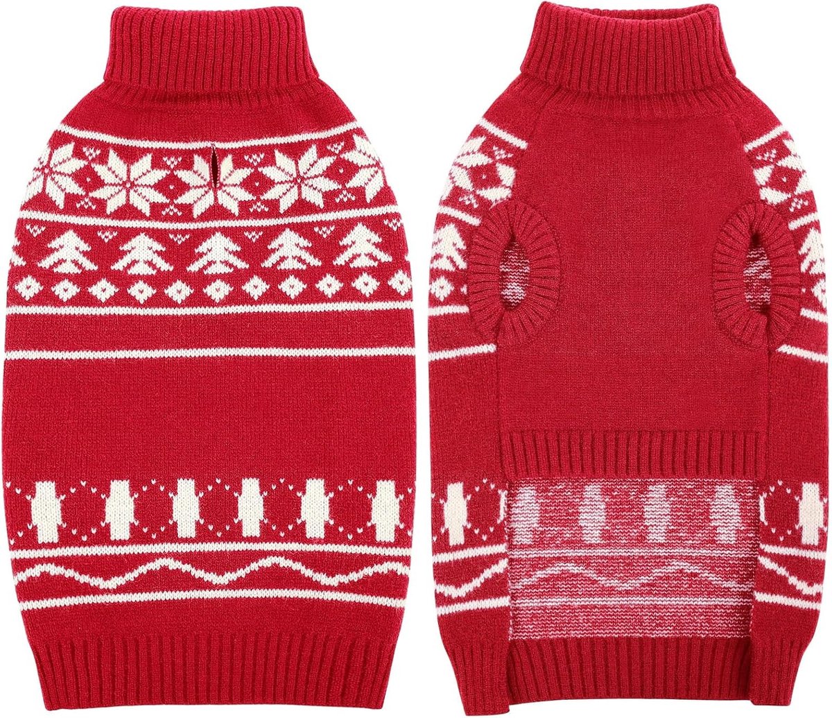 Honden sweater voor kerst met sneeuwvlokken - XL maat, warme en comfortabele hondenkleding