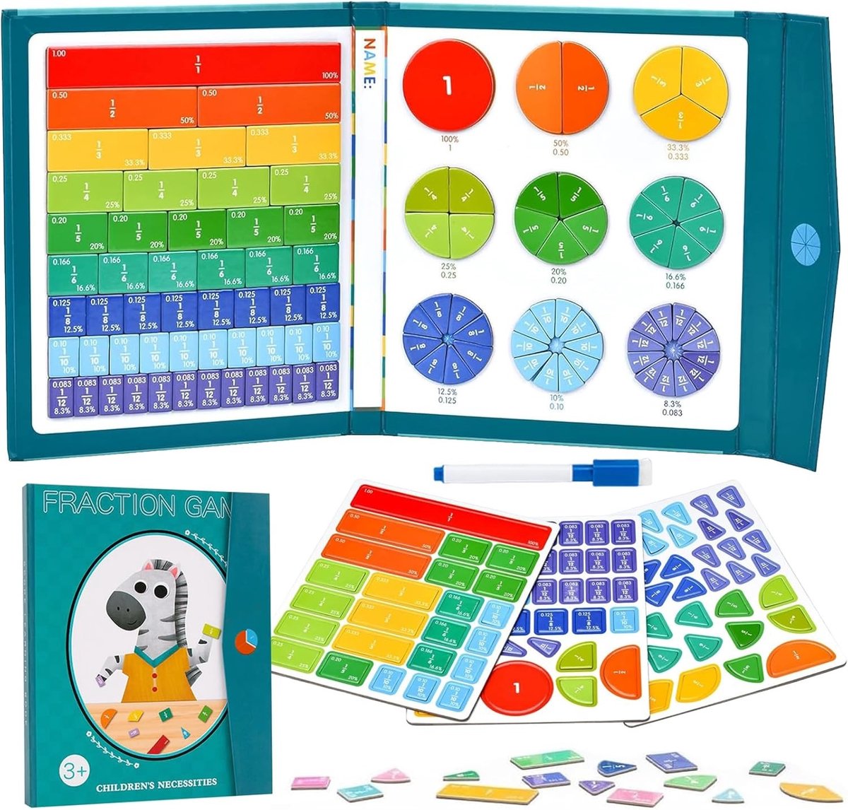 Educatief Montessori Speelgoed voor Kinderen, Kleurige Fractieschijven en Circles voor Wiskunde en Creatieve Activiteiten