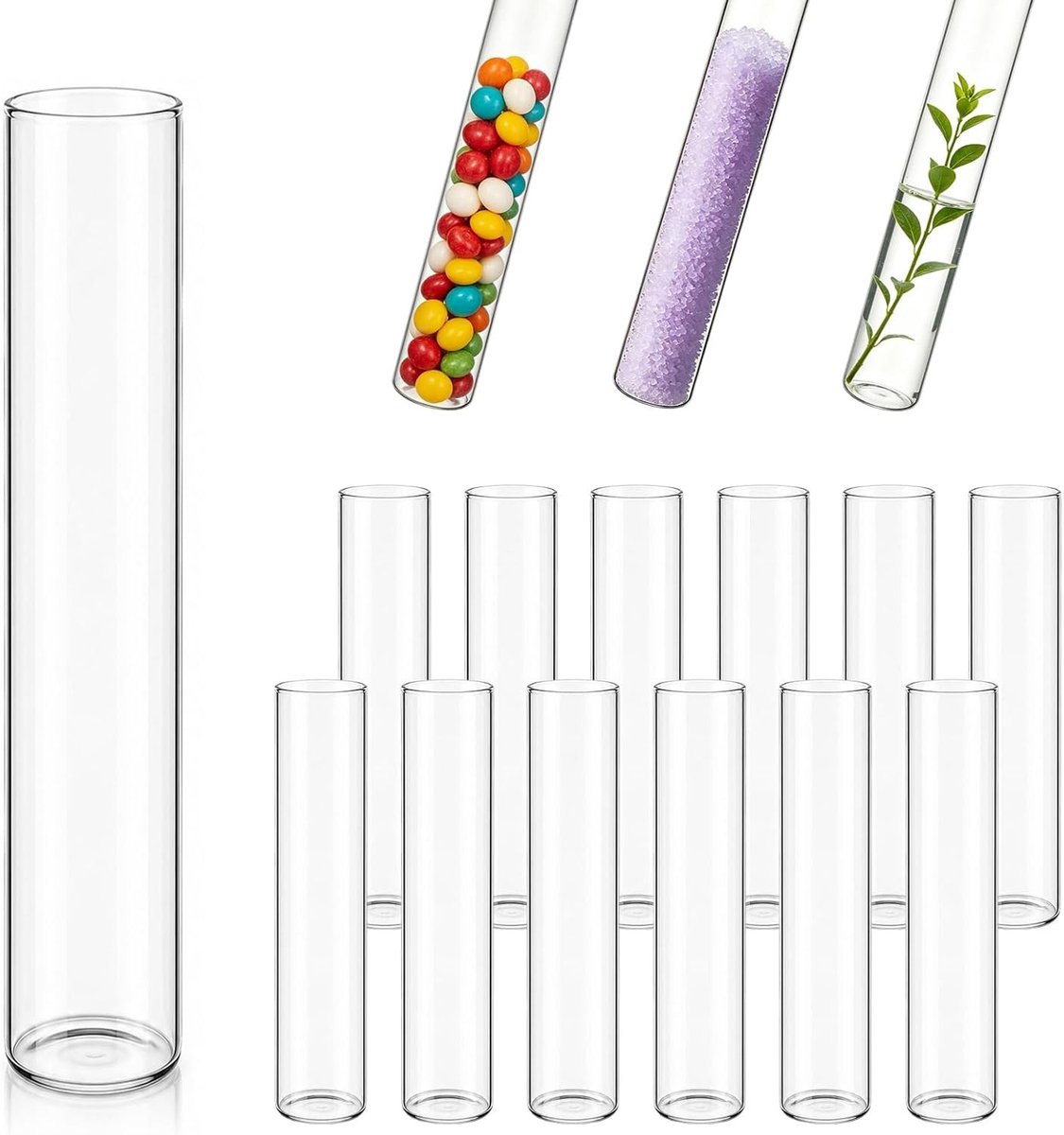 Set van 12 Testbuizen, 30 x 100 mm, Plat Bodem, Laboratoriumaccessoires voor Experimenten en Analyse