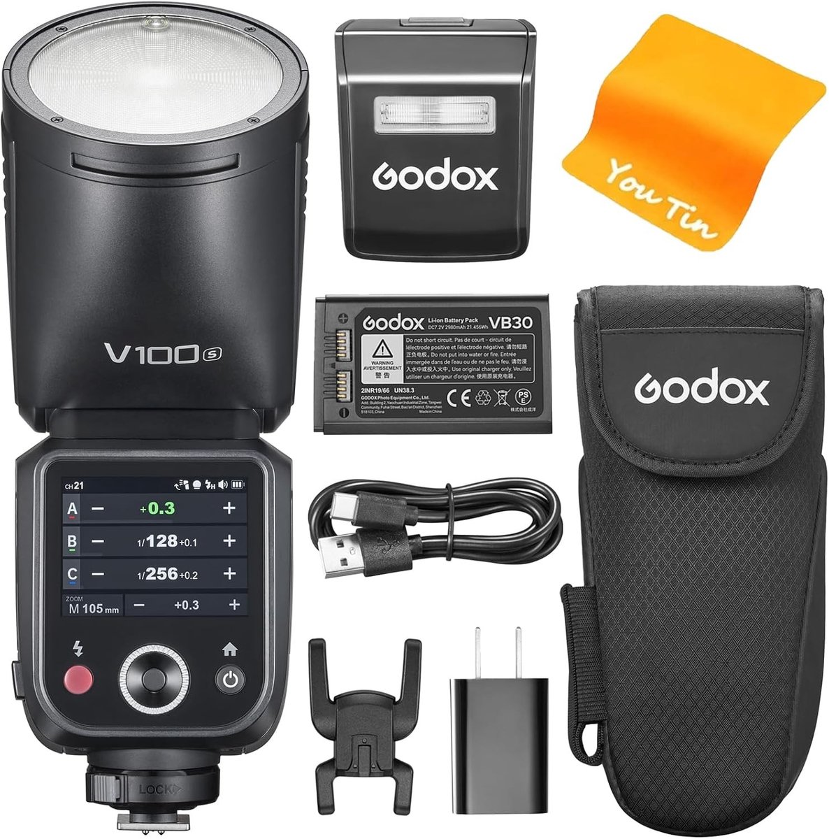 TTL Flitser voor Sony Camera met OLED Scherm, 100W Vermogen, 2.4G HSS 1/8000s en Li-Ion Accu 7.2V/2980mAh