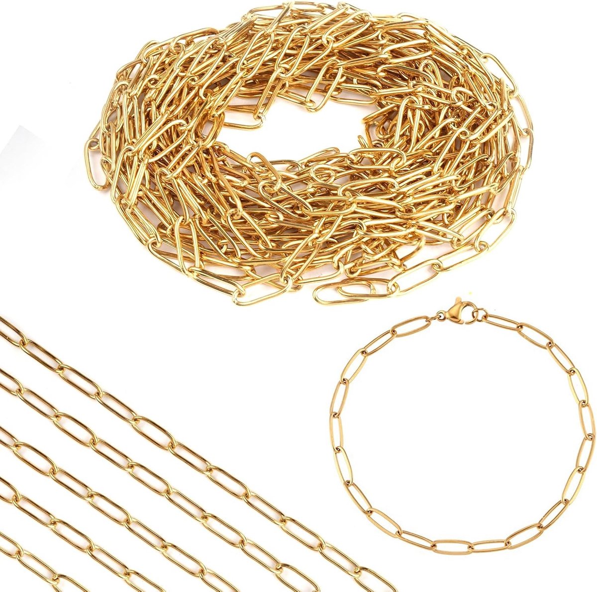 DIY Paper Clip Ketting van RVS, 3.6 Meter, Perfect voor Creatieve Projecten en Kantoorbenodigdheden