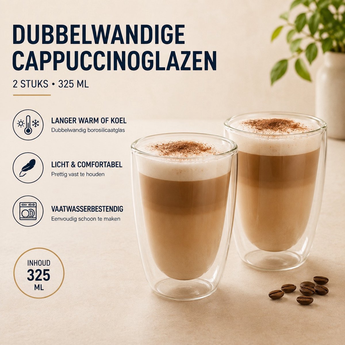 Dubbelwandige Cappucino Glazen 3 stuks - Luxe Cappuccinoglazen Dubbelwandig - Thermoglazen 325 ml - Lichtgewicht Borosilicaatglas - Warm- en Koudhoudend - Dubbelwandige Glazen voor Lungo & Cappuccino - Koffie & Thee kopjes - Glass Set - SilverCrest — cadeau in Koken & Dineren - foto 3
