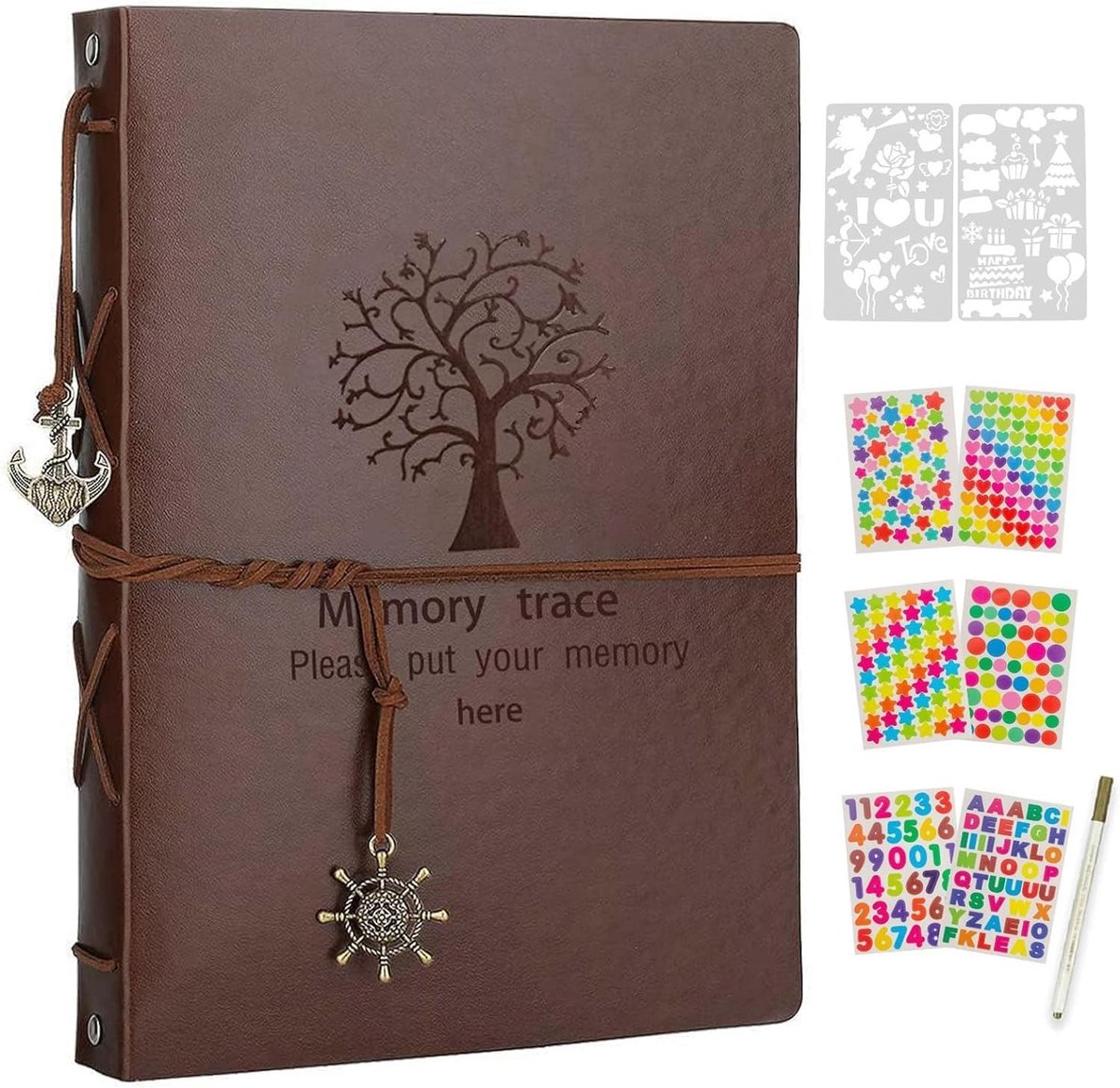 Zelfklevend Fotoalbum met 60 Lege Pagina's, DIY Leer Album voor Scrapbooking, Cadeau voor Verjaardag, Jubileum en Kerstmis - Perfect voor Vrouwen en Meisjes