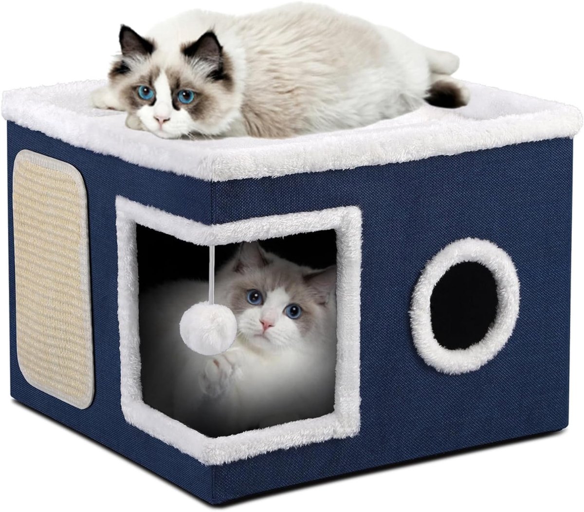 Allvia® Kattenhuisjes Binnen - Kattenmand - Kattenhol - Blauw - 42cm x 42cm x 32cm