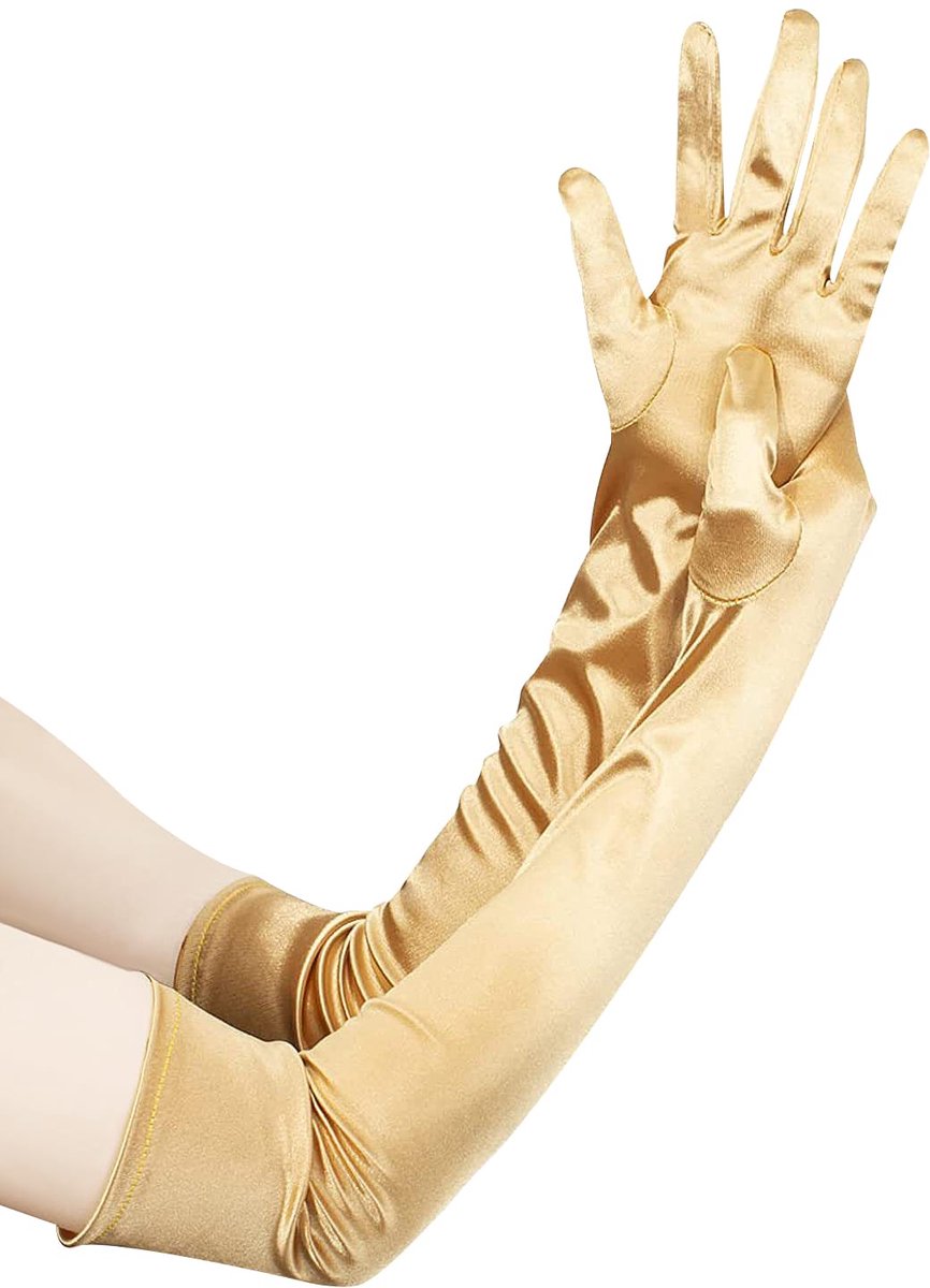 Elastische satijnen handschoenen - Goud, 55 - Retro trendy - Perfect voor bruiloften - ShopVlot