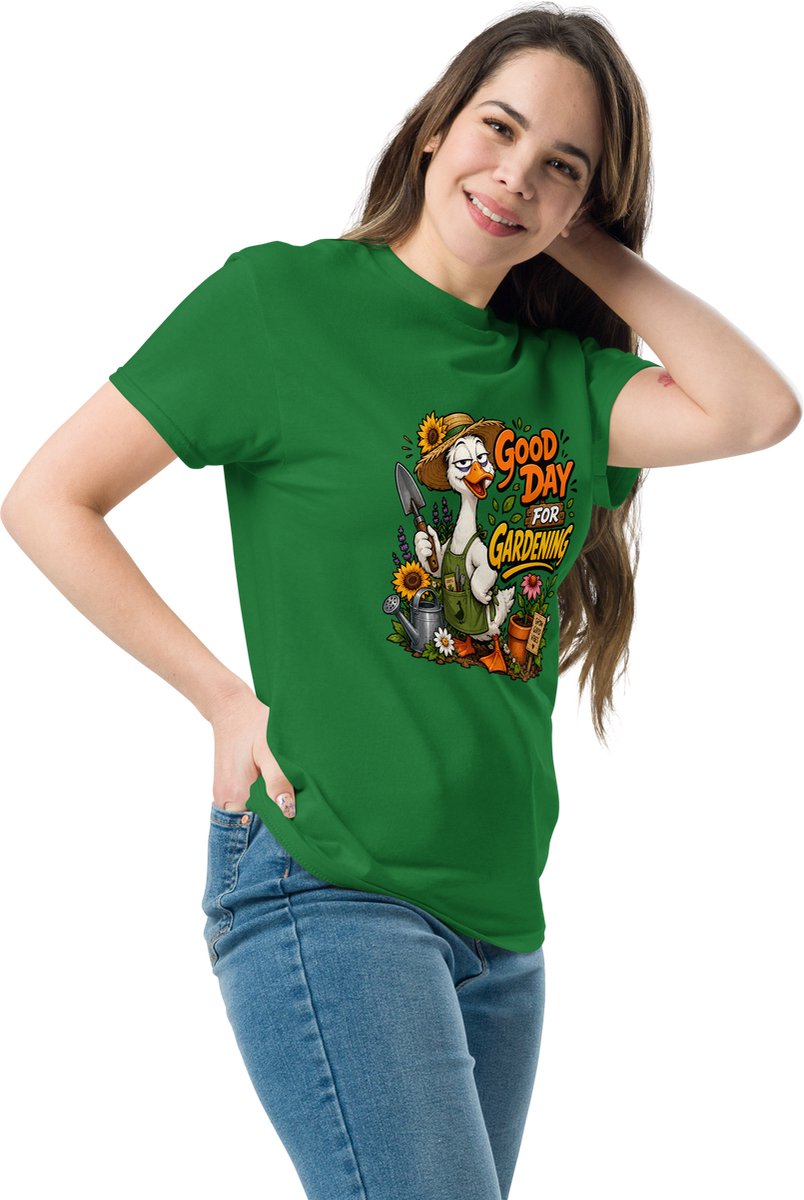 Grappig Heren en Dames T Shirt - Quote en Gans - Tuinieren Tshirt - Groen - S