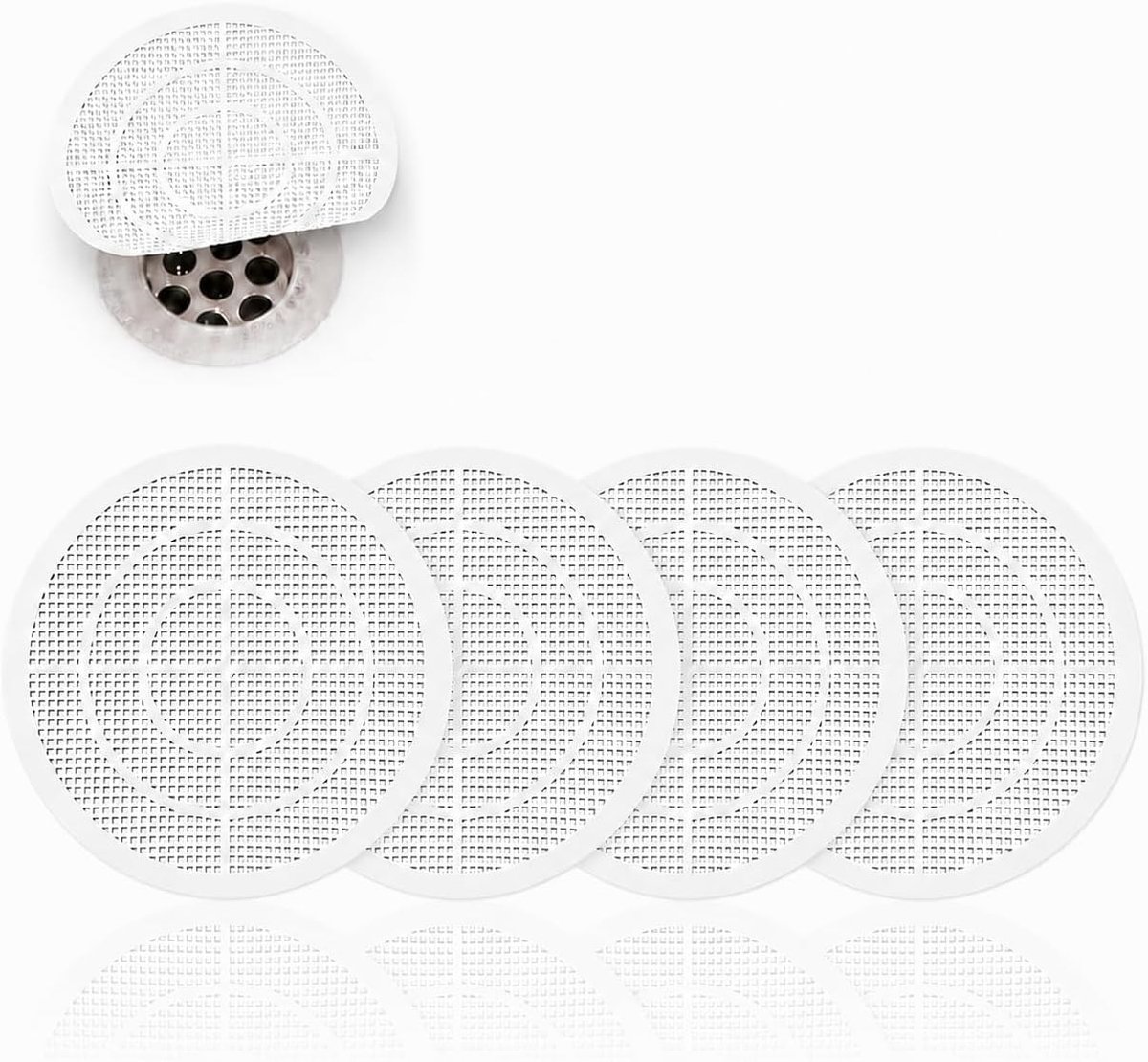 Set van 4 doucheafvoerzeven, haarfilters en afvoerzeven van polypropyleen voor badkamer, wastafel en keuken, voorkomt verstoppingen en eenvoudig te reinigen