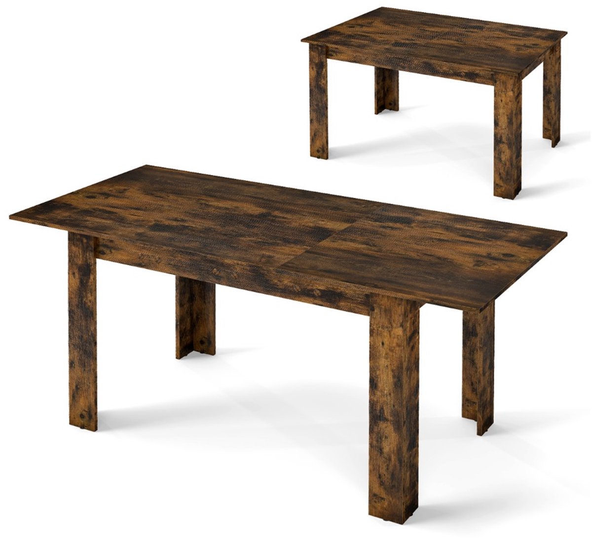SureDeal® - Eettafel - Uitschuifbare Moderne Keukentafel - Verstelbaar Tafelblad vormige - 158x70x76 cm - Koffiebruin