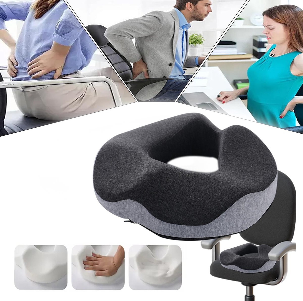 Multifunctioneel Kussen Van Traagschuim, Verlichting Van Ischias En Stuitbeenpijn, Comfortabel En Ademend, Ergonomisch Ontwerp.