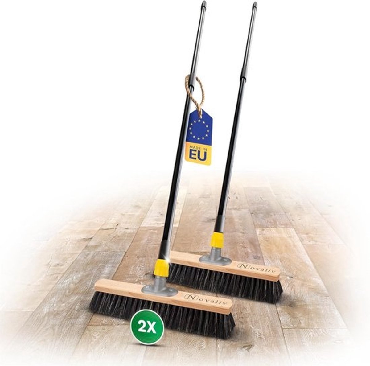 Zachte veegbezem met telescoopsteel - 40 cm, 2 stuks