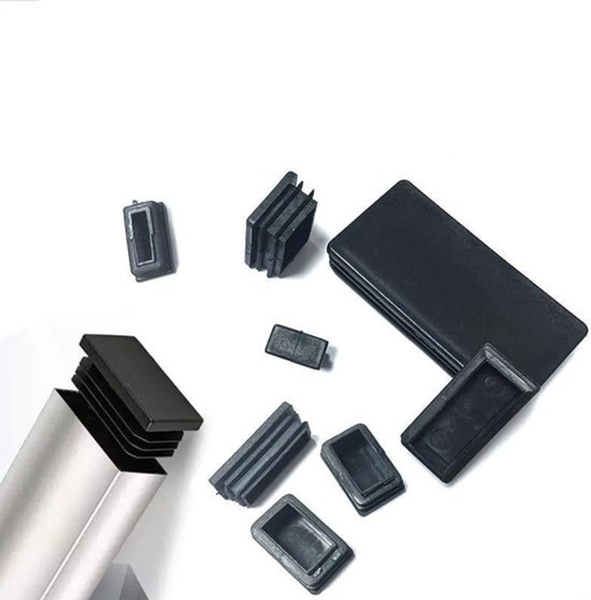 Rechthoekige Buisstoppers - Plastic Pluggen - Vloeren Beschermen - Zonder Lijm Te Plaatsen - 30 x 50 mm - Zwart