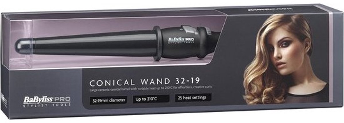 Krultang Wand - Haar Kruller - Professioneel Stijlen - Conische Keramische Barrel - 32-19 mm - Zwart