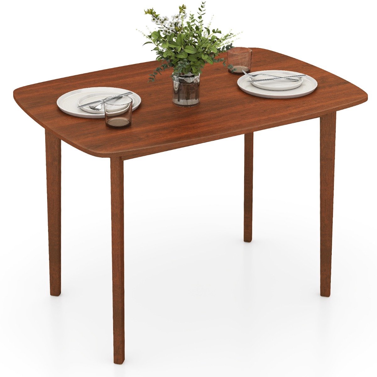 SureDeal® - Eettafel - Houten - Personen Rechthoekige Keukentafel - Rubberhouten Poten Robuuste - 110x78x77 cm - Walnoot