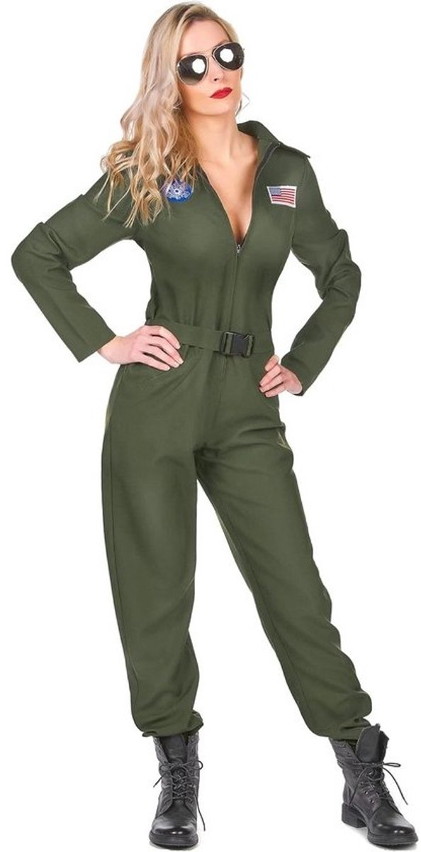 Professioneel Piloot Kostuum Dames - Kaki Overall met Accessoires