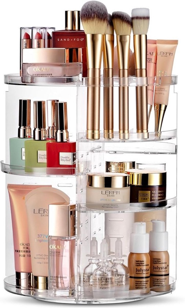 Draaibare Make-up Organizer met Verstelbare Planken - Doorzichtig